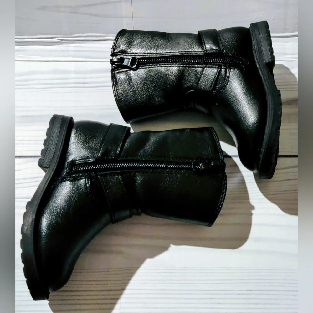 Cat & Jack Black Zip-Up Kids Boots Size 5